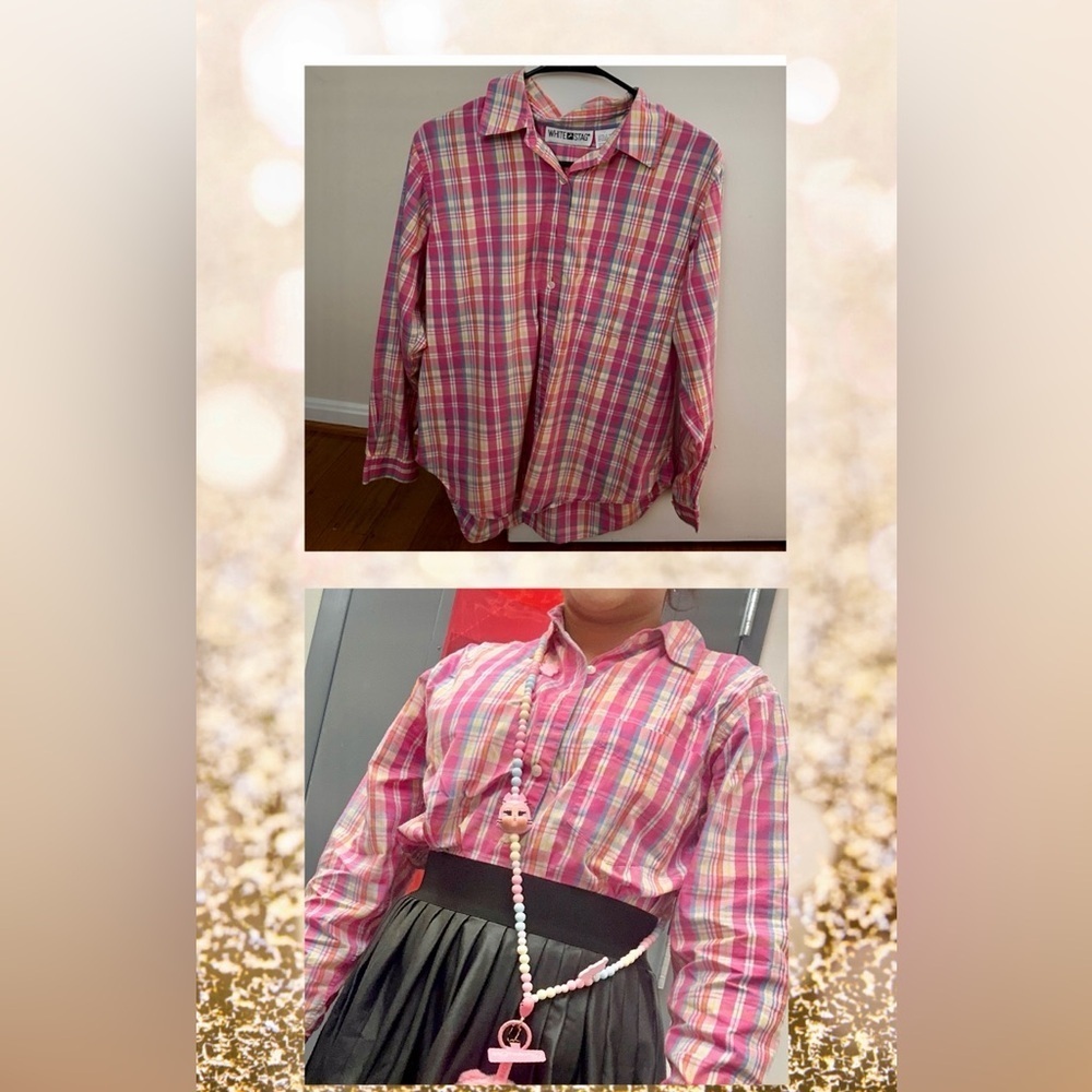 White Stag Multicolor Plaid Shirt medium 100%cotton